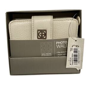 Giani Bini NWT creamy white leather wallet bifold zipper coin pocket NEW